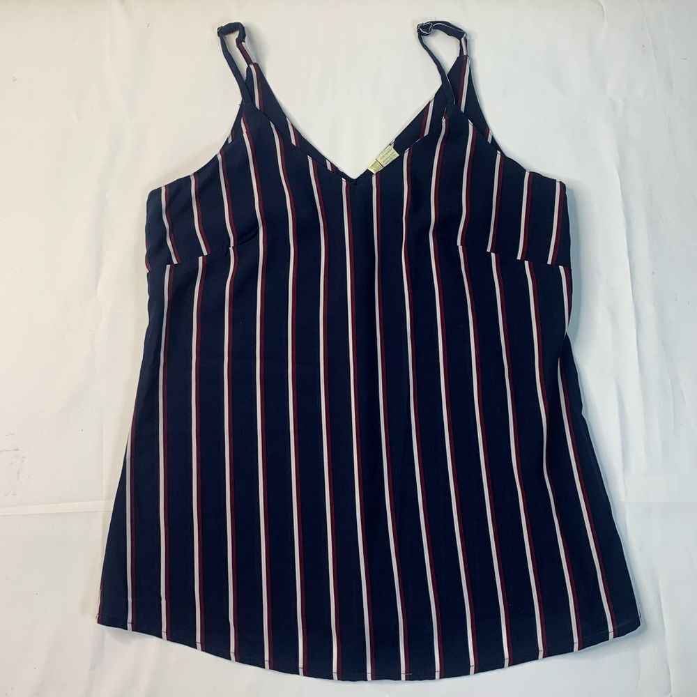 JAPNA Spaghetti Strap Vertical Stripes V-neck Tank Top